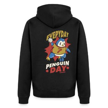 Everyday Is Penguin Day - Unisex Premium Organic Zip Hoodie - black - Back - Nico (187cm)
