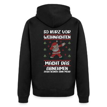 Weihnachtsfest Weihnachten Dabbing Weihnachtsmann - Unisex Premium Bio Zip Hoodie - Schwarz - Hinten - Nico (187cm)