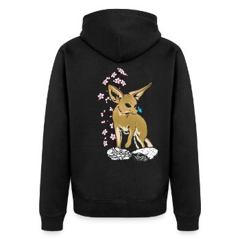Fennec Foxes, Japanese Cherry, Fennec Foxes, - Unisex Premium Organic Zip Hoodie - black - Back - Nico (187cm)