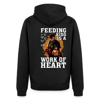 Feeding Kids Is A Work Of Heart 6 - Unisex Premium Bio Zip Hoodie - Schwarz - Hinten - Nico (187cm)