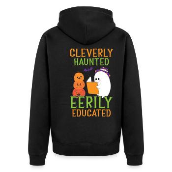 Clever ghostly characters Scary educated teacher H - Unisex Premium Organic Zip Hoodie - black - Back - Nico (187cm)