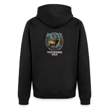 Teutoburger Wald - Unisex Premium Bio Zip Hoodie - Schwarz - Hinten - Nico (187cm)