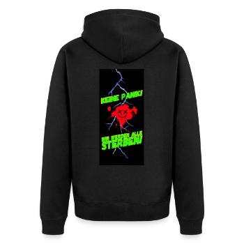 Wir werden alle sterben! - Unisex Premium Bio Zip Hoodie - Schwarz - Hinten - Nico (187cm)