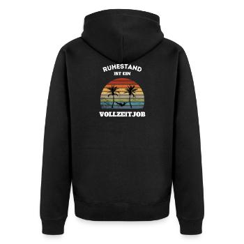 Ruhestand Rente Vintage - Unisex Premium Bio Zip Hoodie - Schwarz - Hinten - Nico (187cm)