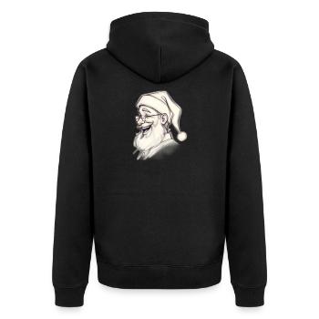 Santa Chef Skizzen-Tee - Unisex Premium Bio Zip Hoodie - Schwarz - Hinten - Nico (187cm)