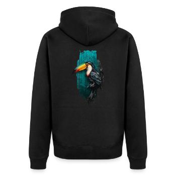 Colorful Toucan Bird in Tropical Paradise - Unisex Premium Organic Zip Hoodie - black - Back - Nico (187cm)