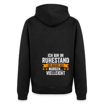 Ruhestand Rente Pensionär Geschenk - Unisex Premium Bio Zip Hoodie - Schwarz - Hinten - Nico (187cm)