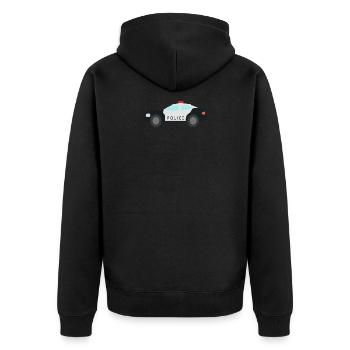 Polizei Auto - Unisex Premium Bio Zip Hoodie - Schwarz - Hinten - Nico (187cm)