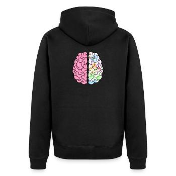 CREATIVE BRAIN - Unisex Premium Organic Zip Hoodie - black - Back - Nico (187cm)