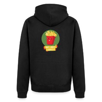 POMMES - WE ARE FAMILY - Unisex Premium Organic Zip Hoodie - black - Back - Nico (187cm)
