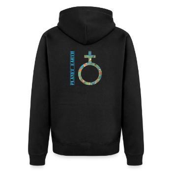 planet erde e 4 - Unisex Premium Bio Zip Hoodie - Schwarz - Hinten - Nico (187cm)