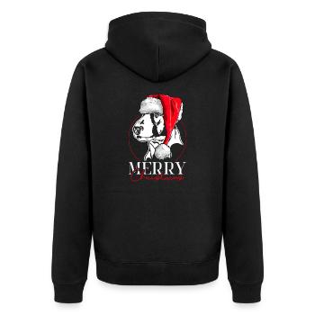 Santa English Bullterrier Merry Christmas Wilsigns - Unisex Premium Bio Zip Hoodie - Schwarz - Hinten - Nico (187cm)
