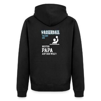 Wasserball Bester Papa Vater Vatertag Geburtstag - Unisex Premium Bio Zip Hoodie - Schwarz - Hinten - Nico (187cm)