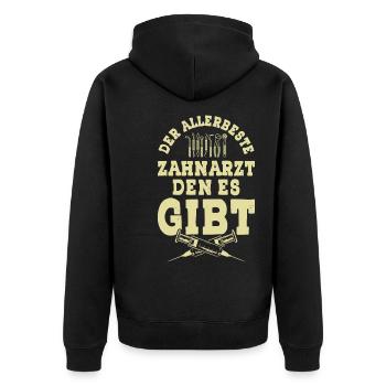 zahnarzt dentist - Unisex Premium Bio Zip Hoodie - Schwarz - Hinten - Nico (187cm)