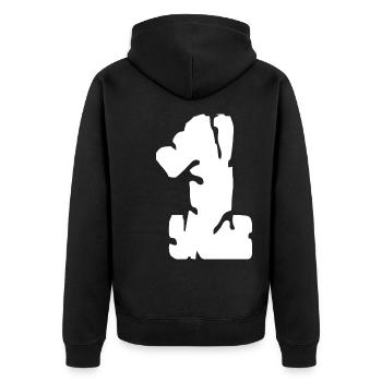 1 Zahl Trikot - Unisex Premium Bio Zip Hoodie - Schwarz - Hinten - Nico (187cm)