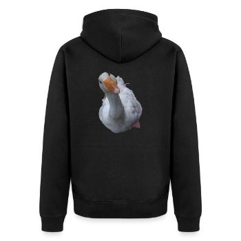 Gans - Unisex Premium Bio Zip Hoodie - Schwarz - Hinten - Nico (187cm)