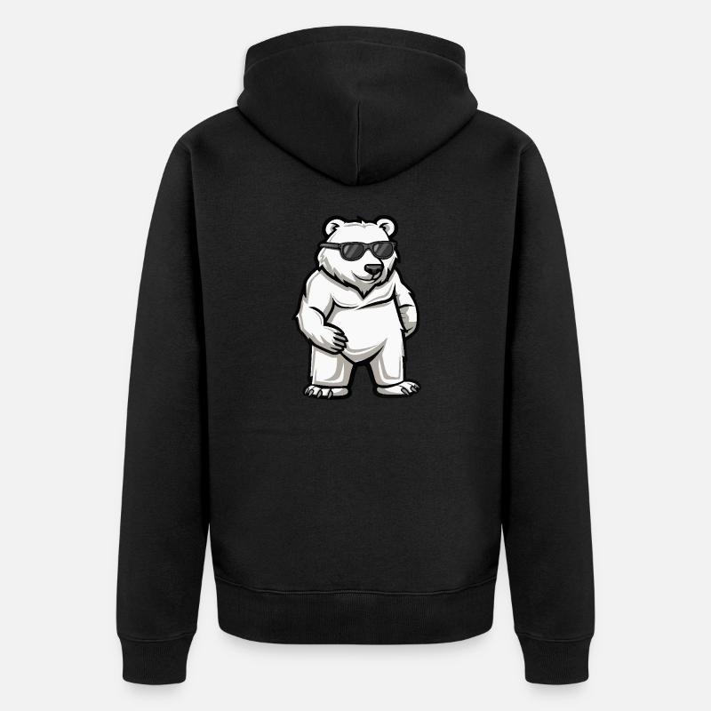 Ours polaire Bande dessinée cool - Veste à capuche bio Premium Unisexe - noir