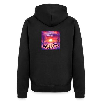 Merry Christmas Deer & Rabbit - Unisex Premium Organic Zip Hoodie - black - Back - Nico (187cm)