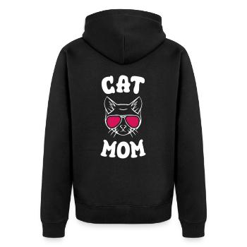 Cat Mom - Unisex Premium Bio Zip Hoodie - Schwarz - Hinten - Nico (187cm)