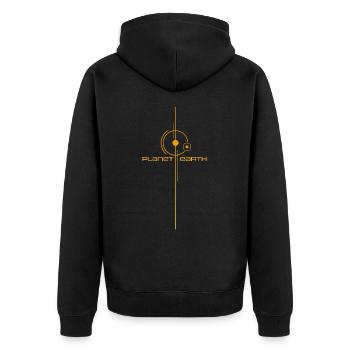 Planet Erde - Unisex Premium Bio Zip Hoodie - Schwarz - Hinten - Nico (187cm)
