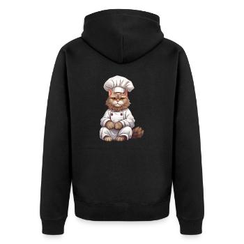 Cat Chef Design, Chat au chapeau de chef - Veste à capuche bio Premium Unisexe - noir - Dos - Nico (187cm)