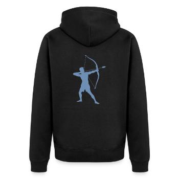 Archer Silhouette, Precise - Unisex Premium Organic Zip Hoodie - black - Back - Nico (187cm)