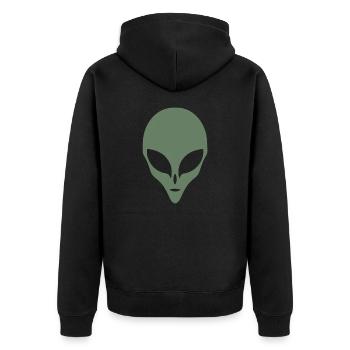 Alien Silhouette Head Face - Unisex Premium Organic Zip Hoodie - black - Back - Nico (187cm)