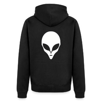 Alien Silhouette Head Face - Unisex Premium Organic Zip Hoodie - black - Back - Nico (187cm)