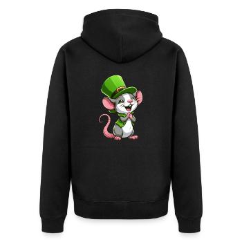 St. Patrick's Niedliche Ratte - Unisex Premium Bio Zip Hoodie - Schwarz - Hinten - Nico (187cm)