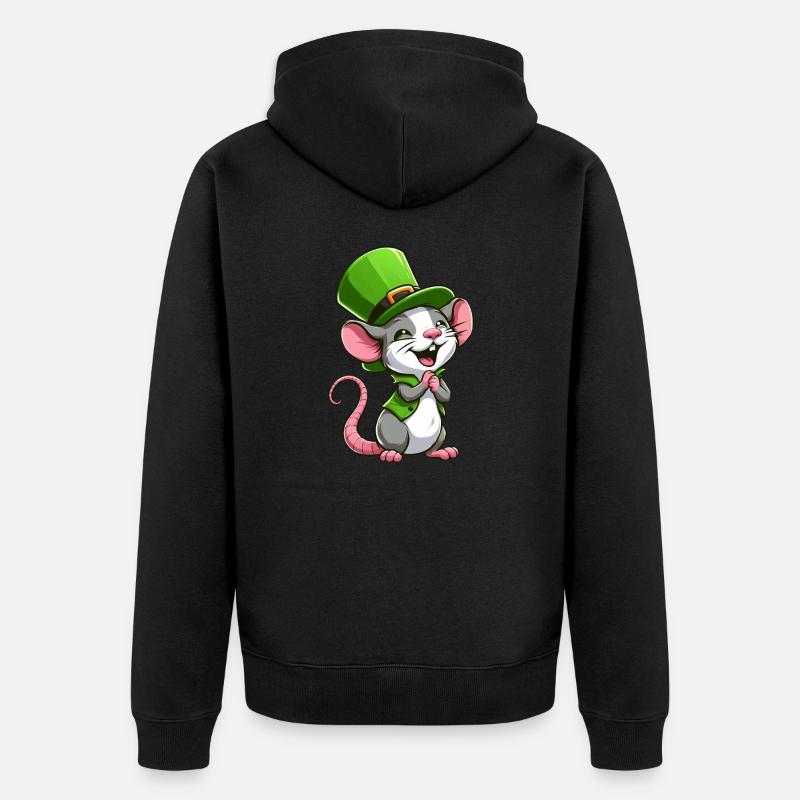 Rat mignon de la Saint-Patrick - Veste à capuche bio Premium Unisexe - noir