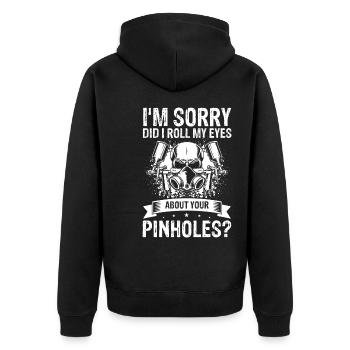 Autolackierer Angebot für Karosseriebauer - Unisex Premium Bio Zip Hoodie - Schwarz - Hinten - Nico (187cm)