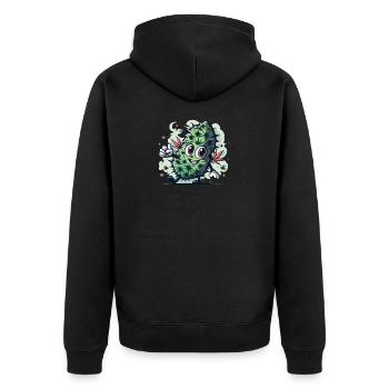 Happy Leaf - Unisex Premium Bio Zip Hoodie - Schwarz - Hinten - Nico (187cm)