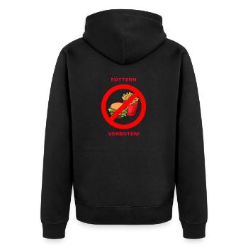füttern verboten - Unisex Premium Bio Zip Hoodie - Schwarz - Hinten - Nico (187cm)