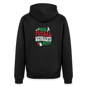 Weihnachten Futsal Futsalspieler XMAS Outfit - Unisex Premium Bio Zip Hoodie - Schwarz - Hinten - Nico (187cm)