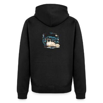 Maman siamoise aux pattes en cœur bleu - Veste à capuche bio Premium Unisexe - noir - Dos - Nico (187cm)