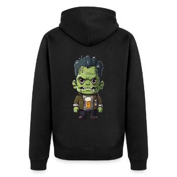 Halloween Bier Monster Lustiges Cartoon Design - Unisex Premium Bio Zip Hoodie - Schwarz - Hinten - Nico (187cm)