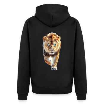 Löwe - Unisex Premium Bio Zip Hoodie - Schwarz - Hinten - Nico (187cm)
