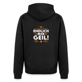 Endlich 60 Geil Geburtstag Birthday - Unisex Premium Bio Zip Hoodie - Schwarz - Hinten - Nico (187cm)