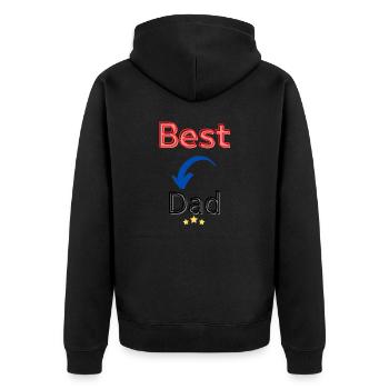 Bester Vater Bester Vater - Unisex Premium Bio Zip Hoodie - Schwarz - Hinten - Nico (187cm)
