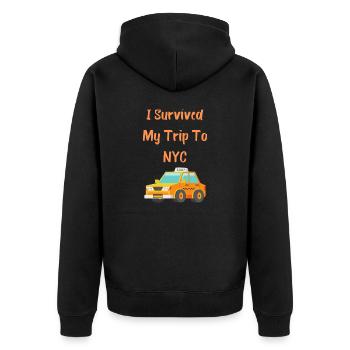 I Survived My Trip To NYC - Unisex Premium Organic Zip Hoodie - black - Back - Nico (187cm)