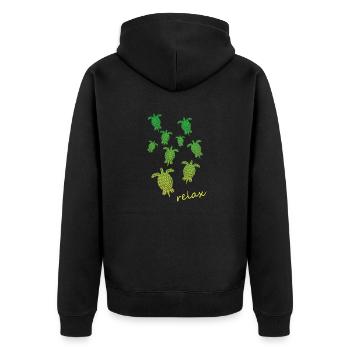 Schildkröten Turtles relax - Unisex Premium Bio Zip Hoodie - Schwarz - Hinten - Nico (187cm)
