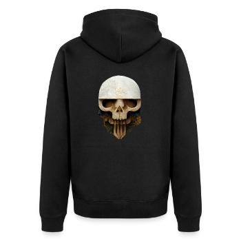 Totenkopf Keramik - Unisex Premium Bio Zip Hoodie - Schwarz - Hinten - Nico (187cm)