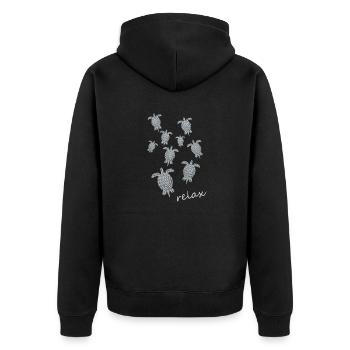 Schildkröte Turtle - Unisex Premium Bio Zip Hoodie - Schwarz - Hinten - Nico (187cm)