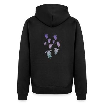 bunte Schildkröten Retro Style Vintage turtle - Unisex Premium Bio Zip Hoodie - Schwarz - Hinten - Nico (187cm)