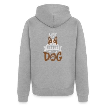 better with a dog - Unisex Premium Organic Zip Hoodie - heather grey - Back - Nico (187cm)