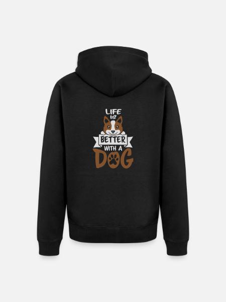 better with a dog - Unisex Premium Organic Zip Hoodie - black