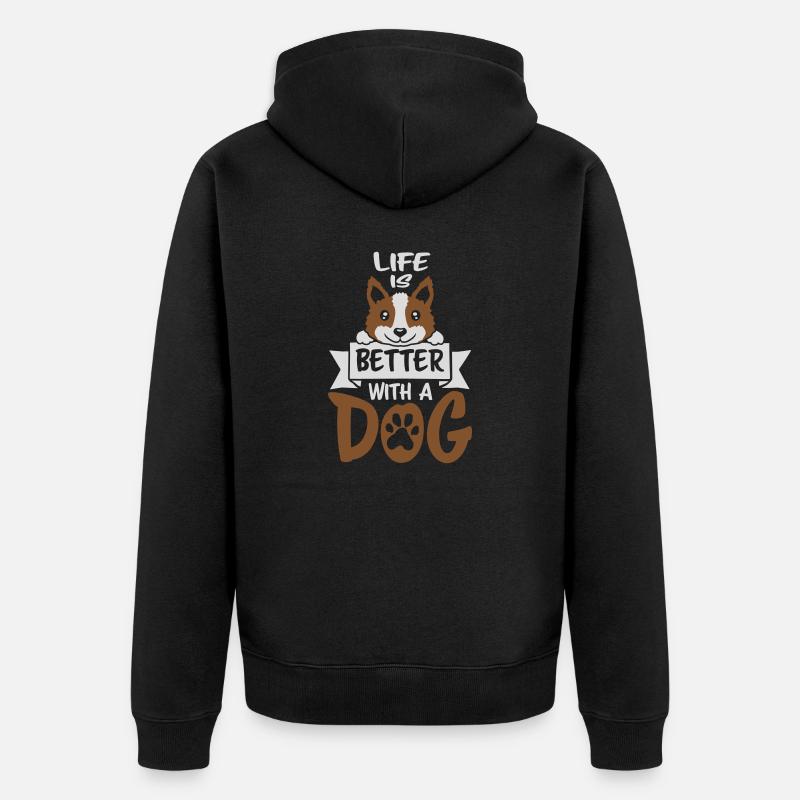 mieux avec un chien - Veste à capuche bio Premium Unisexe - noir