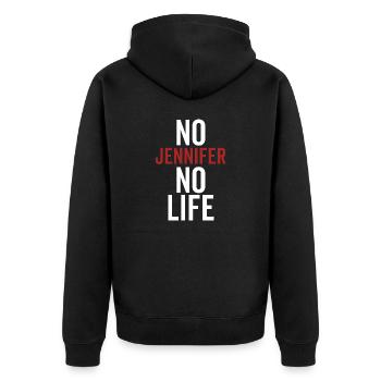 Nein Jennifer Kein Leben - Unisex Premium Bio Zip Hoodie - Schwarz - Hinten - Nico (187cm)