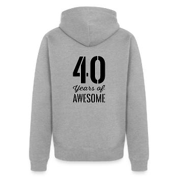Citation cadeau du 40e anniversaire - Veste à capuche bio Premium Unisexe - gris chiné - Dos - Nico (187cm)