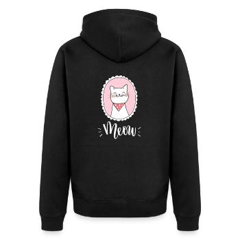 Mignon Kawaii drôle de chat disant miaulement - Veste à capuche bio Premium Unisexe - noir - Dos - Nico (187cm)